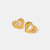 White cat eye stone earrings with niche temperament titanium steel earrings - V.I.P Digital Presence