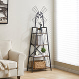 4-Tier Narrow Book Shelf, Bookcase for Home Office, Living Room, Bedroom, Kitchen, Rustic Brown and Black - V.I.P Digital Presence
