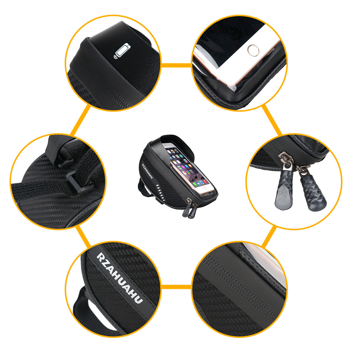 Bolsa para bicicleta, bolsa para viga delantera, bolsa para el tubo superior del coche, bolsa para teléfono móvil, equipo para bicicleta de montaña y carretera 