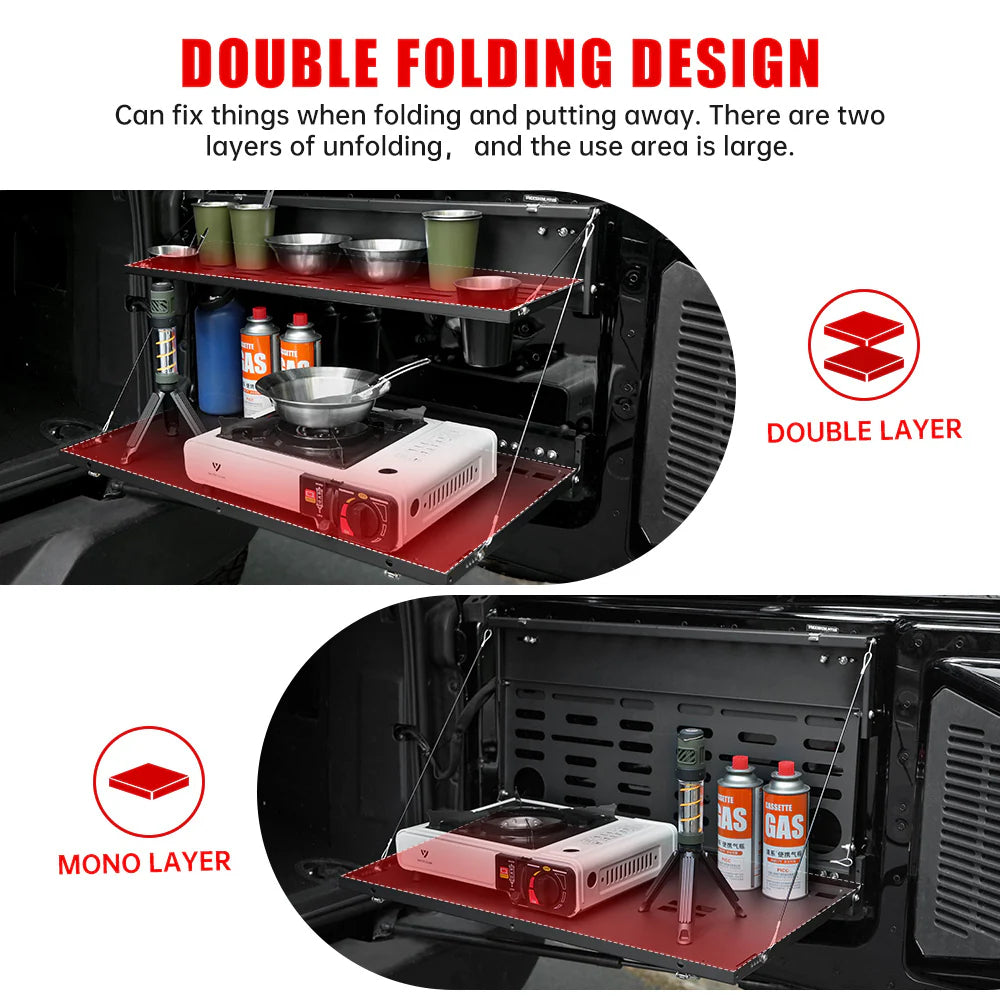 Tailgate Table & MOLLE Panel For Ford Bronco(2021-2024) - 2-Tier Camping Rack - V.I.P Digital Presence