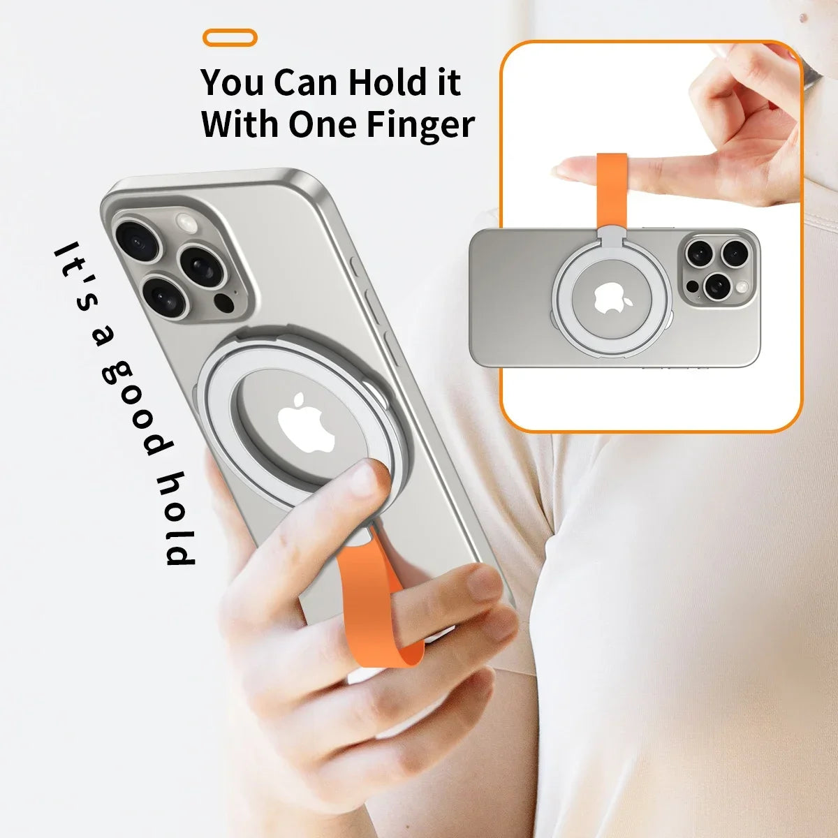 Magnetic Cell Phone Ring Holder for MagSafe Magnet Stand with Strap for IPhone 13 14 15 Samsung Mac Safe Removable Grip Bracket - V.I.P Digital Presence