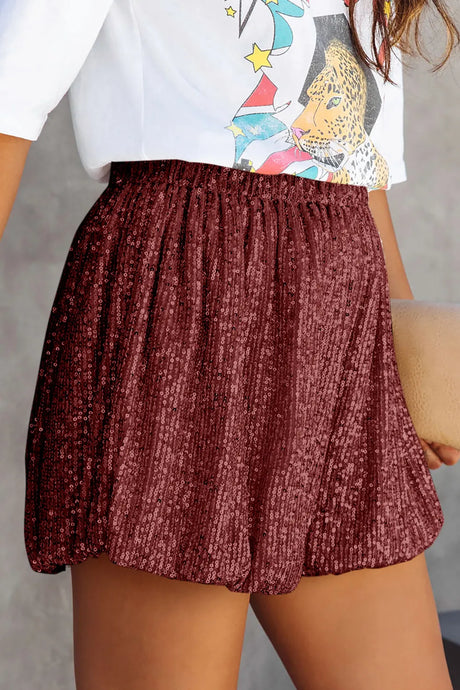 Sequin Elastic Waist Shorts - V.I.P Digital Presence