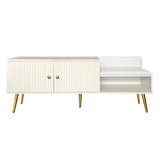 Modern Shoe Storage Bench with Hidden Storage and Upholstered Cushions for Bedside, Living Room and Entryway ((Antique White) - V.I.P Digital Presence