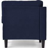 65" Mid-Century Modern Linen Fabric Corner Lounge Chair, Upholstered Indoor Chaise Lounge Solid Wood Sofa Bed for Bedroom - V.I.P Digital Presence