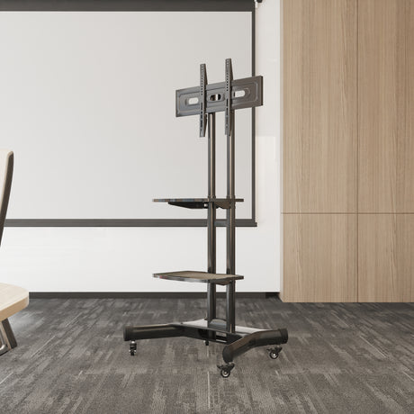FANCO Universal Rotating TV Stand, suitable for 32-80 inch TVs, adjustable tilt height, maximum VESA 600x400mm (black) - V.I.P Digital Presence