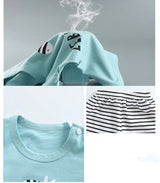 T-shirt+Shorts 2-Piece Clothing Set Pajamas Summer Kids Baby Boys Girls Cotton Casual Tracksuit Cartoon Dinosaur Clothes Suit - V.I.P Digital Presence