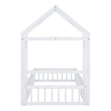 Wooden Twin Size Children's Bed with Detachable Headboard and Integrated Clothes Drying Rack, White - V.I.P Digital Presence