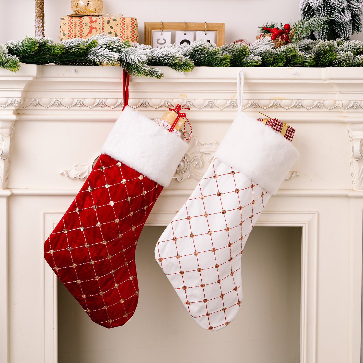Christmas decoration supplies, high-end Christmas socks, red Christmas stockings, gift bags, tree hanging gift socks - V.I.P Digital Presence