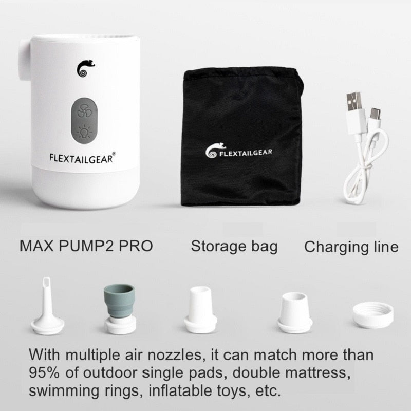 FLEXTAILGEAR Max Pump 2 Pro 4-in-1 Portable Mini Air Pump Electric Inflator USB Charging Sleeping Pad Camping Mattress Packraft - V.I.P Digital Presence