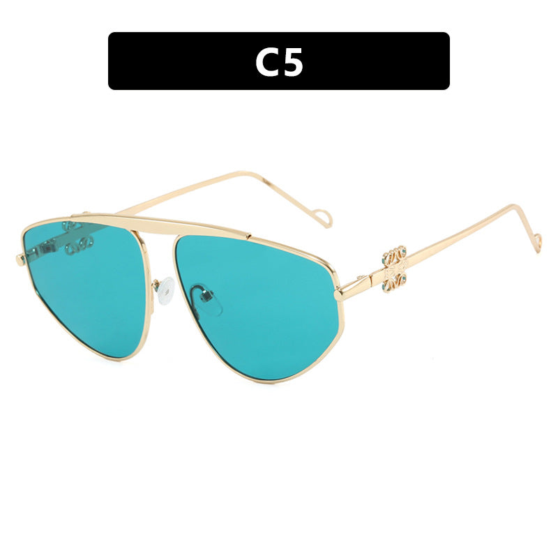 Single beam irregular sunglasses, metal toad hollow sunglasses, European and American UV resistant sunglasses, concave design for women - V.I.P Digital Presence