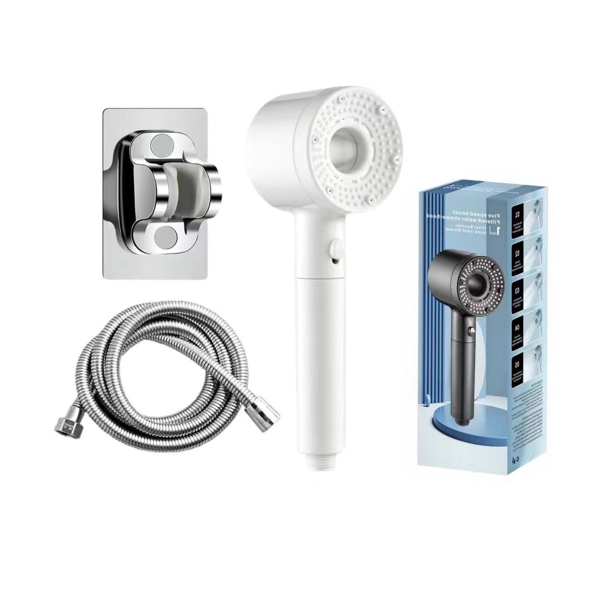 Hollow out household super pressurized showerhead bathroom water heater turbo large water outlet five level filter showerhead - V.I.P Digital Presence