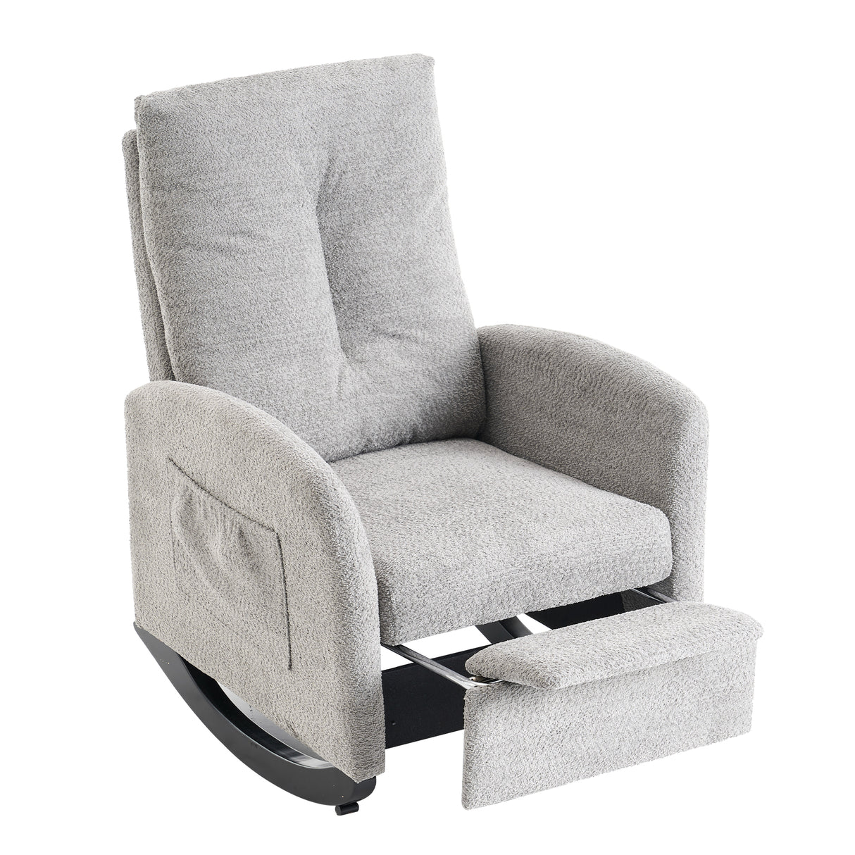 Accent Rocking Chair with Footrest High Back Rubber Wood Rocking Legs Bedroom Living Space - V.I.P Digital Presence