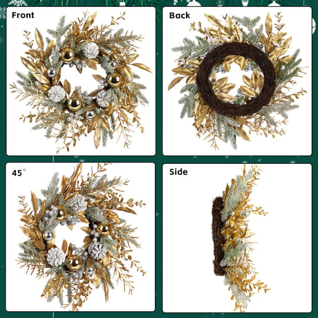 Christmas Wreath 20 Inch Christmas Door Decorations Wreath with Warm Lights - V.I.P Digital Presence
