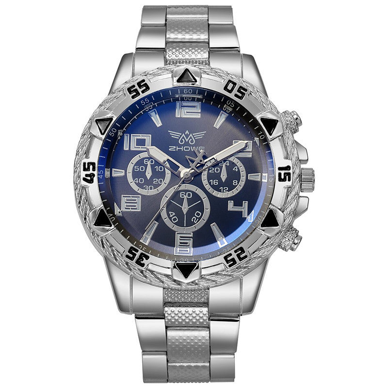 Men's casual sports men's watch steel strap quartz watch large dial - V.I.P Digital Presence