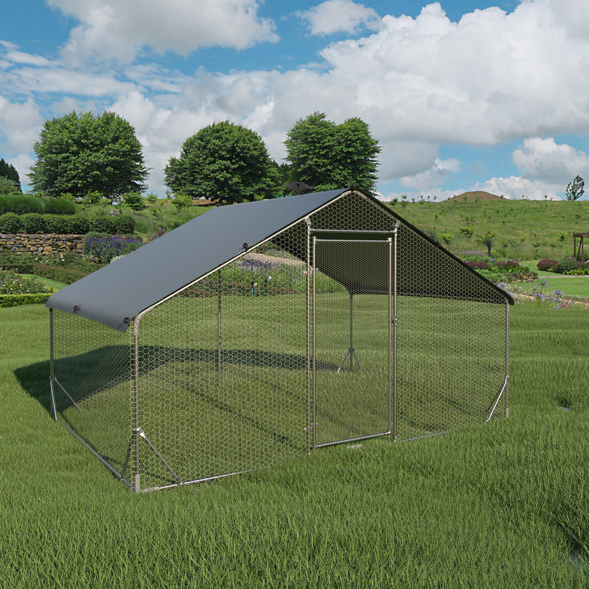 Metal chicken cage, three support steel wire impregnated mesh cage, Oxford cloth silver plated waterproof and UV resistant - V.I.P Digital Presence