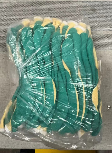 latex coated work gloves, green palm latex coated work gloves - cotton/polyester shell, size 10, 1 pack, 12 pairs - V.I.P Digital Presence