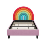 Rainbow Design Upholstered Twin Platform Bed Cute Style Princess Bed for Boys & Girls, Teens, Colorful & Pink - V.I.P Digital Presence