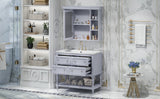 36'' Bathroom Vanity with Medicine Cabinet, Modern Mirror Cabinet with Adjustable Shelf, Bathroom Storage Cabinet with 4 Drawers - V.I.P Digital Presence