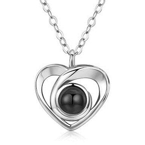 Silver Love Heart shaped Projection Pendant Necklace in 100 Languages, I Love You Projection Pendant Clavicle Chain - V.I.P Digital Presence