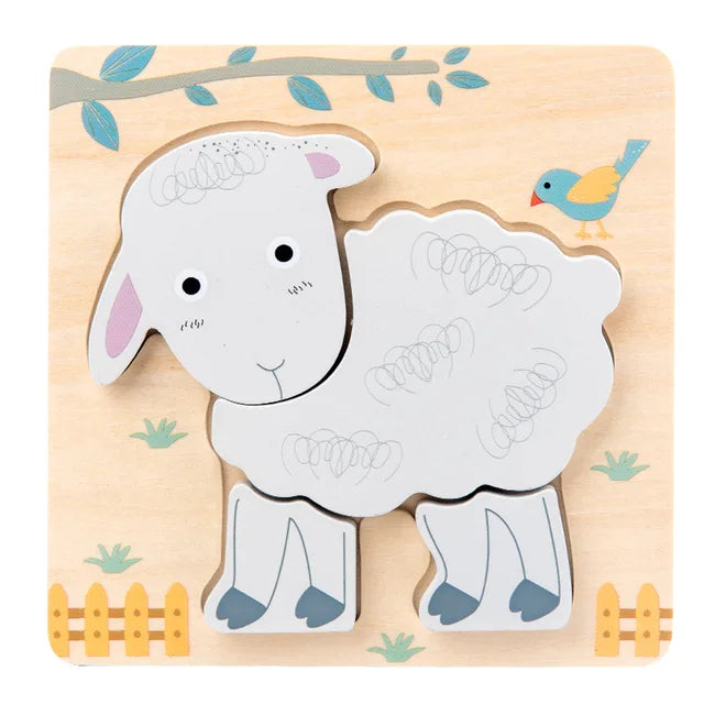 Wooden New Cartoon Animal Stereoscopic Plane Puzzle for Early Childhood Education Cognitive Puzzle Puzzle Toy - V.I.P Digital Presence