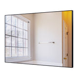 36x24 inch modern black bathroom mirror with aluminum frame decorative wall mirror suitable for living room, bedroom