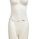Sexy beach turquoise rice bead elastic waist chain for women's vacation style bead body chain - V.I.P Digital Presence