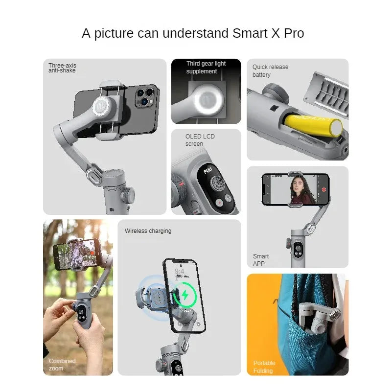 XPro mobile phone three-axis anti shake stabilizer Tiktok short video VLOG shooting handheld PTZ live broadcast support - V.I.P Digital Presence