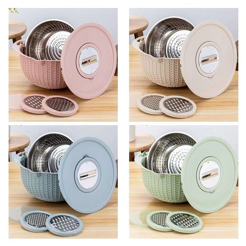 Stainless steel water filter basin household rotatable double layer vegetable washing and draining basket stainless steel line - V.I.P Digital Presence