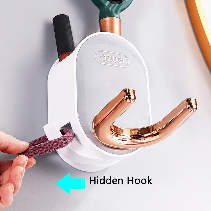 Wall Mounted Hair Dryer Holder Foldable Bathroom Wall Organizer Storage Holder Home Hair Brush Storage Bracket Hair Dryer Rack - V.I.P Digital Presence