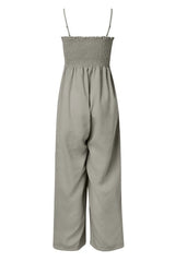 Smocked Spaghetti Strap Wide Leg Jumpsuit - V.I.P Digital Presence