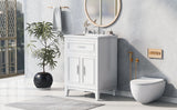 24" Bathroom Vanity with Sink, Bathroom Vanity Cabinet with One Flip Drawer and Doors, Solid Wood and MDF, White - V.I.P Digital Presence
