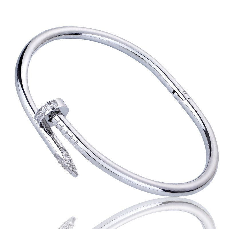 Diamond titanium steel bracelet for women, light luxury, non fading card home nail bracelet - V.I.P Digital Presence