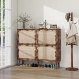 4 Door Shoe Rack, Freestanding Modern Shoe Storage Cabinet, for Entryway - V.I.P Digital Presence
