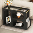Stylish mobile desk with lockable wheels,bedside table with 5mm thick grooved tempered glass and gold round bars ，black - V.I.P Digital Presence