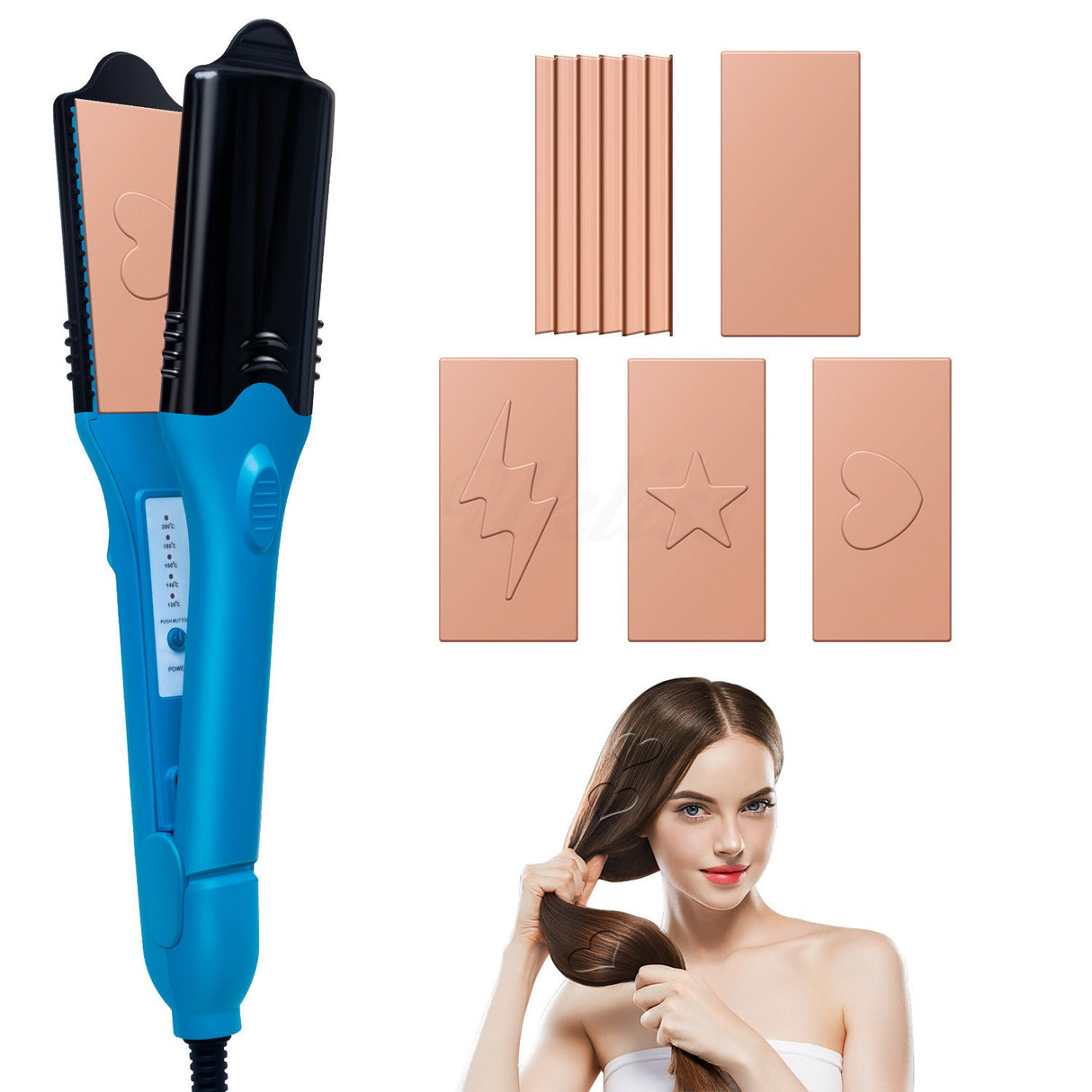 3D hair imprinting  3D Hair Press Iron Hair Straightener Electric Straightening Curling Imprinting 3D Hair Crimper - V.I.P Digital Presence