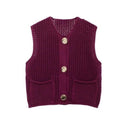 Street Fashion Crochet Hollow Vest Solid Color Versatile Round Neck Jacket - V.I.P Digital Presence
