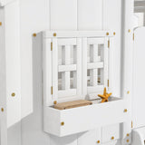 Twin over Twin House Bunk Bed with Roof , Window, Window Box, Door , with Safety Guardrails and Ladder,White - V.I.P Digital Presence