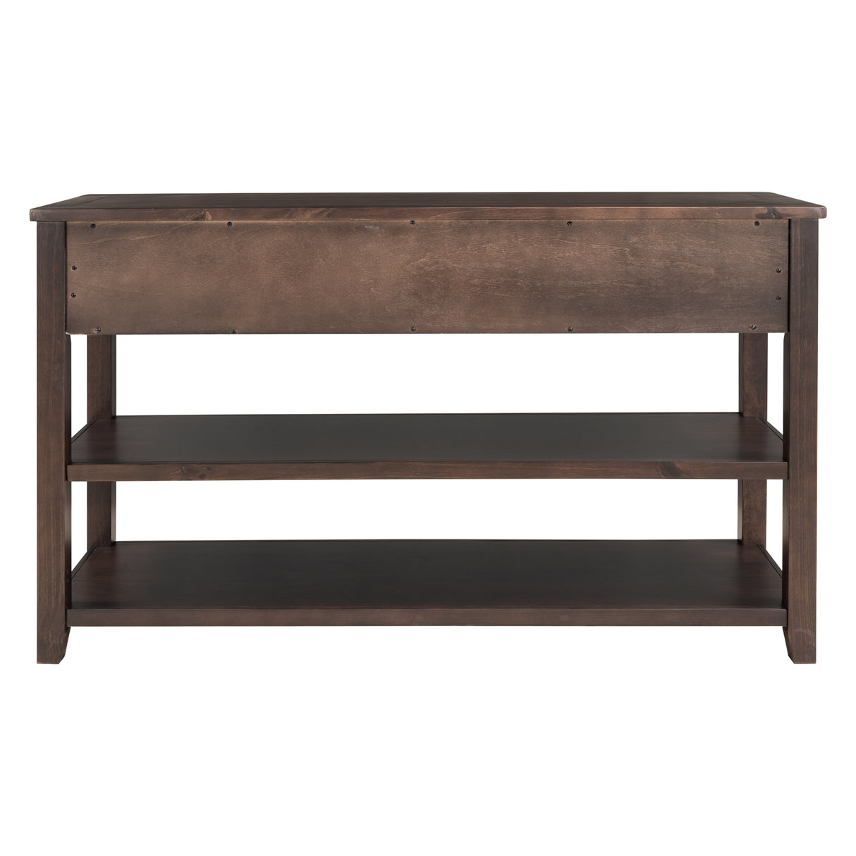 Retro Design Console Table with Two Open Shelves, Pine Solid Wood Frame and Legs for Living Room (Espresso) - V.I.P Digital Presence