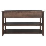 Retro Design Console Table with Two Open Shelves, Pine Solid Wood Frame and Legs for Living Room (Espresso) - V.I.P Digital Presence
