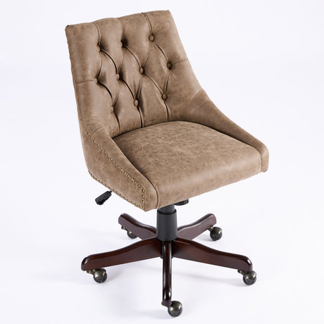 Medieval retro style sheepskin patterned home office chair with lifting, rotating, and tilting functions, brown - V.I.P Digital Presence