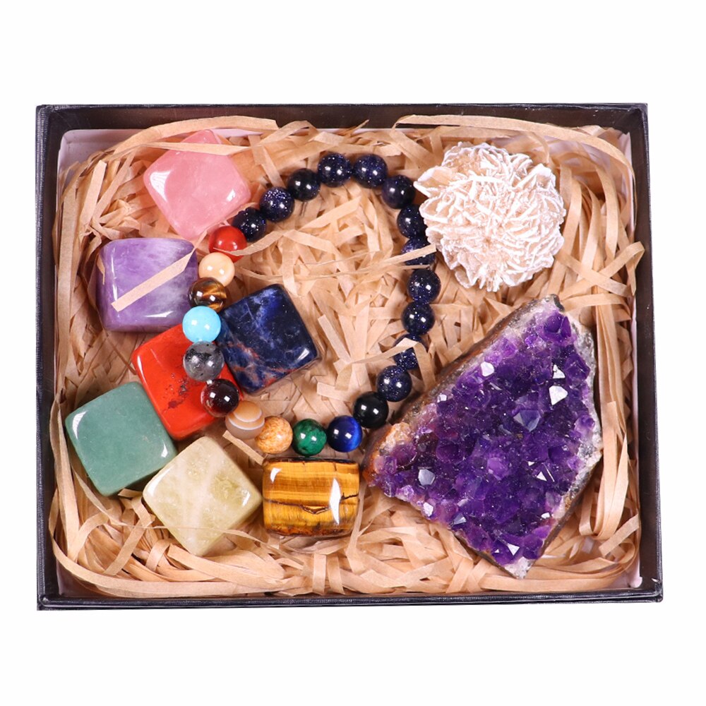 Natural crystal quartz Seven Chakra Healing gemstone crystal original stone mineral specimen box Collection - V.I.P Digital Presence
