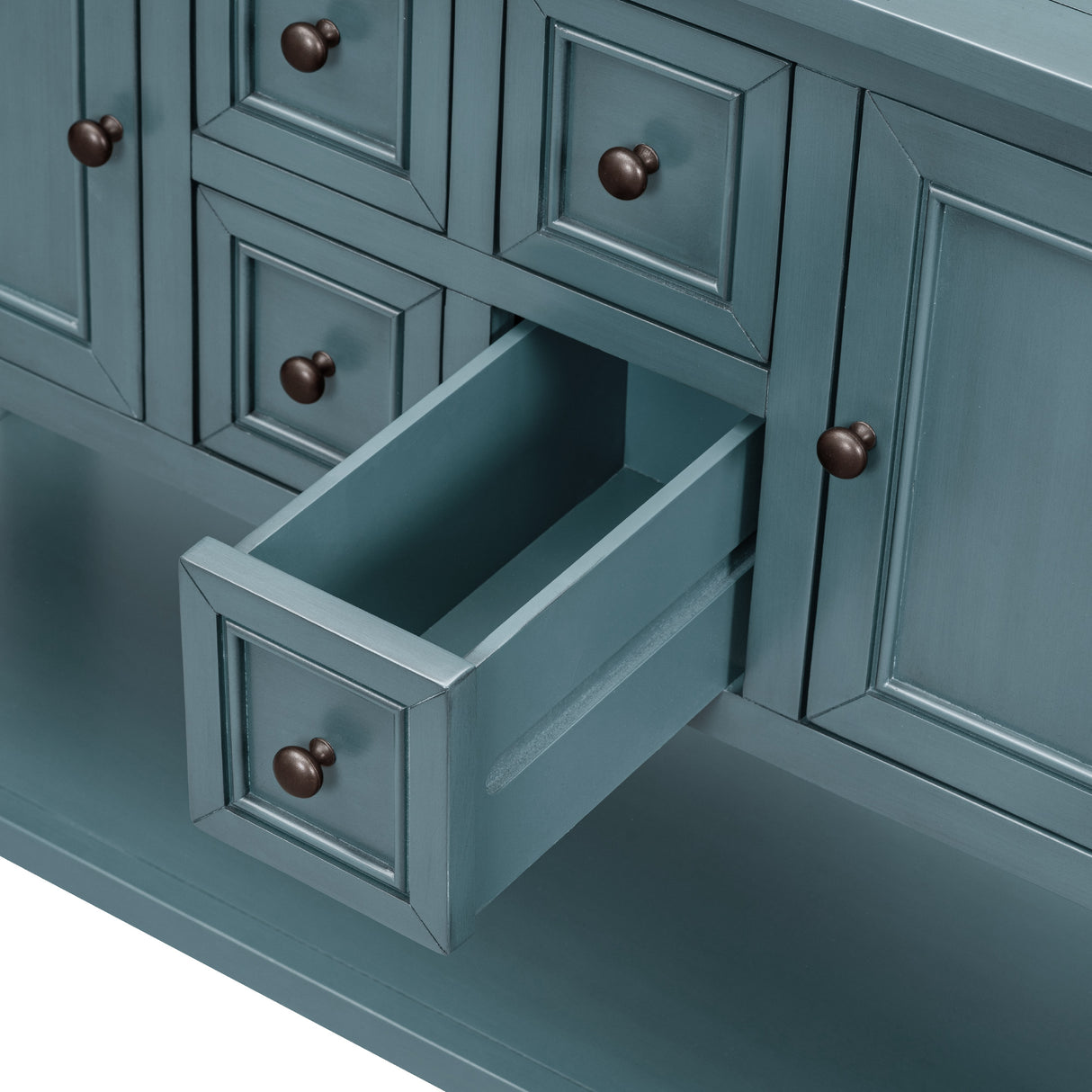 REXM Cambridge Series Spacious Storage Retro Console Desk with Four Small Drawers and Bottom Shelf - V.I.P Digital Presence