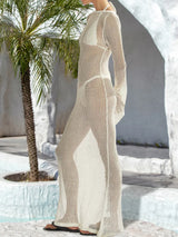 Openwork Backless Flare Sleeve Cover-Up Dress - V.I.P Digital Presence