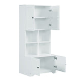 Bathroom storage cabinet, 4-door independent cabinet, adjustable shelf, open multi-layer shelf, white - V.I.P Digital Presence