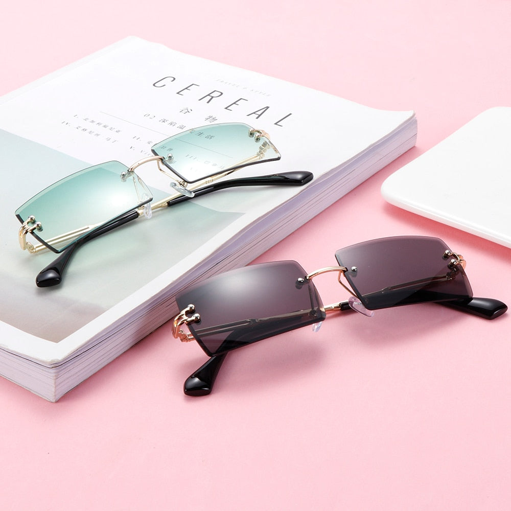 Trendy Men Women Summer Rimless Sunglasses Fashion Small Rectangle Sun Glasses Traveling Style UV400 Shades Eyewear - V.I.P Digital Presence