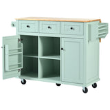 Kitchen trolley, cabinet door internal storage rack with storage cabinet and 3 dining room drawers, mint green - V.I.P Digital Presence