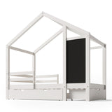 Full House Bed with Blackboard and Drawers Two assembly options White - V.I.P Digital Presence