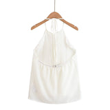 Summer New Style Women's Fashion Sexy Spaghetti Strap Ruffle Neck Tie Crop Top - V.I.P Digital Presence