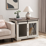 Farm kennel Flat noodles furniture with sliding barn door, farm wooden kennel end table, dog house with removable partition - V.I.P Digital Presence