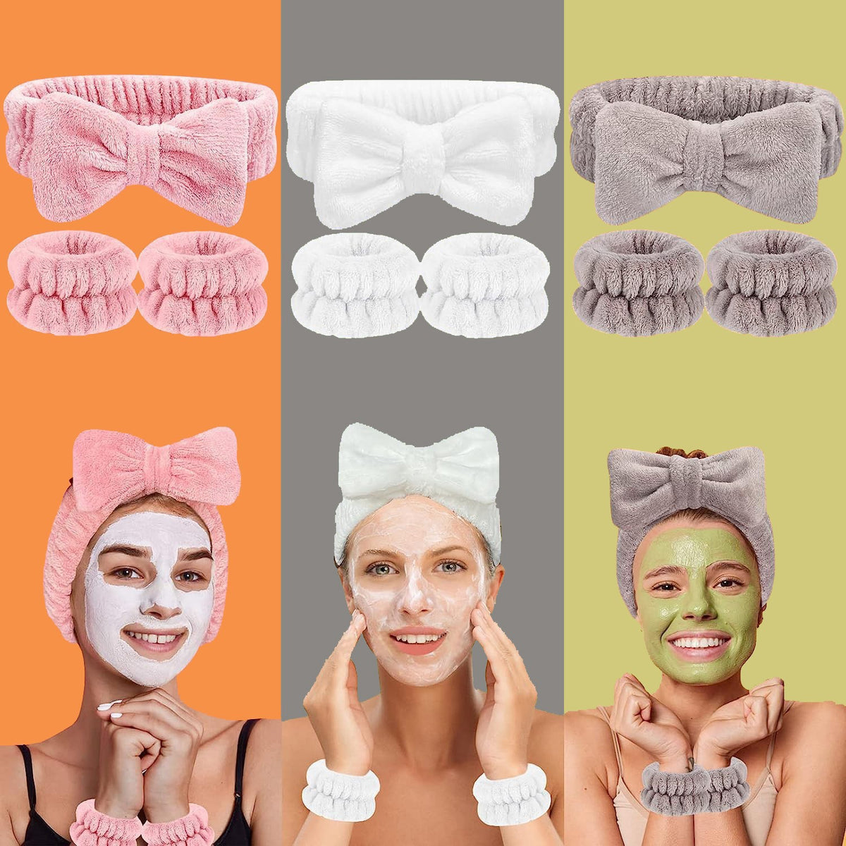 Wash face headband waterproof wrist strap set butterfly bow simple headband wrist 3-piece set - V.I.P Digital Presence